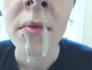 Beatiful woman with tons of snot all over her jaws