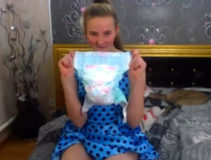 Insane russian damsel in a blue sundress attempts nappies